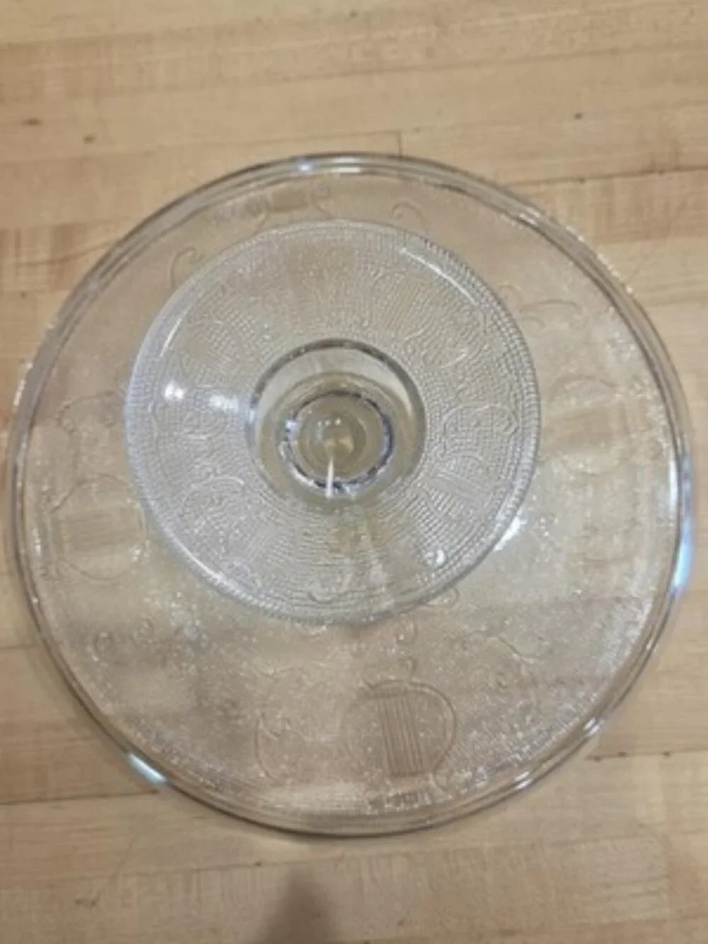 Vintage Jeannette Glass Harp Lyre Pedestal Cake Stand Gold Trim 10 Inch 1950s